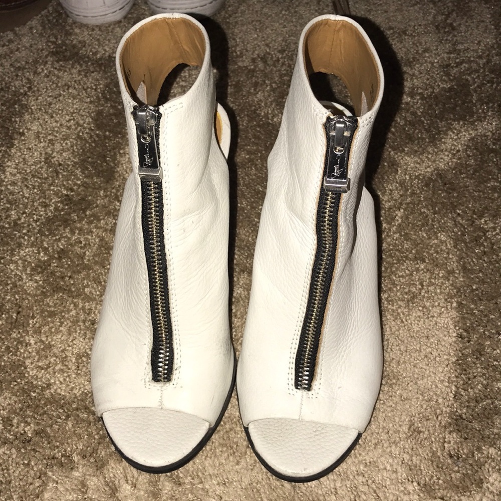 White open heel booties